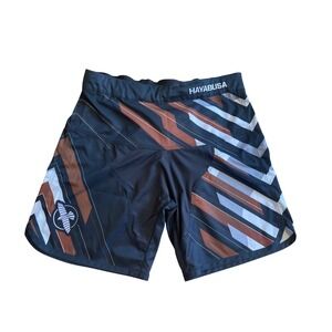 HAYABUSA MMA Jiu Jitsu Fight Shorts Size 34 Black Bronze White Geometric Pattern